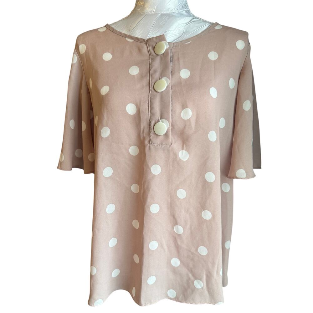 est 1946 pink polka dot blouse  womens small